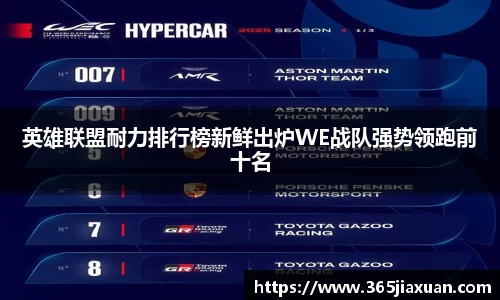 英雄联盟耐力排行榜新鲜出炉WE战队强势领跑前十名