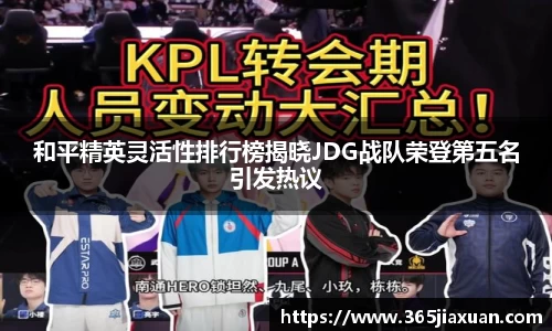 和平精英灵活性排行榜揭晓JDG战队荣登第五名引发热议